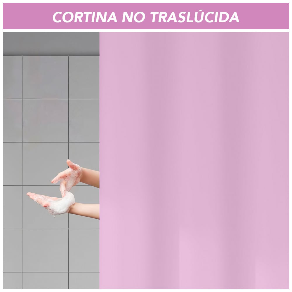 CORTINA DE BAÑO MODERNA IMPERMEABLE ACCESORIO PARA DUCHA ROSADO BB1 - 3