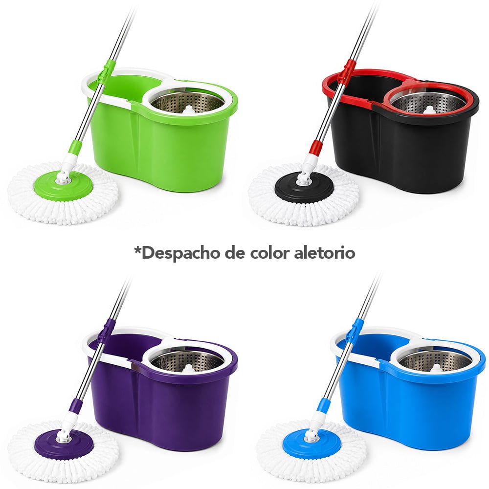 TRAPEADOR CON ESCURRIDOR GIRATORIO AUTOMÁTICO Y 2 MOPAS ALEATORIO BY1 - 2
