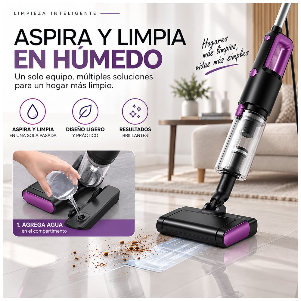 ASPIRADORA MULTIFUNCIONAL EN SECO Y HUMEDO CON CABLE Y ACCESORIOS MORADO A89 - 3