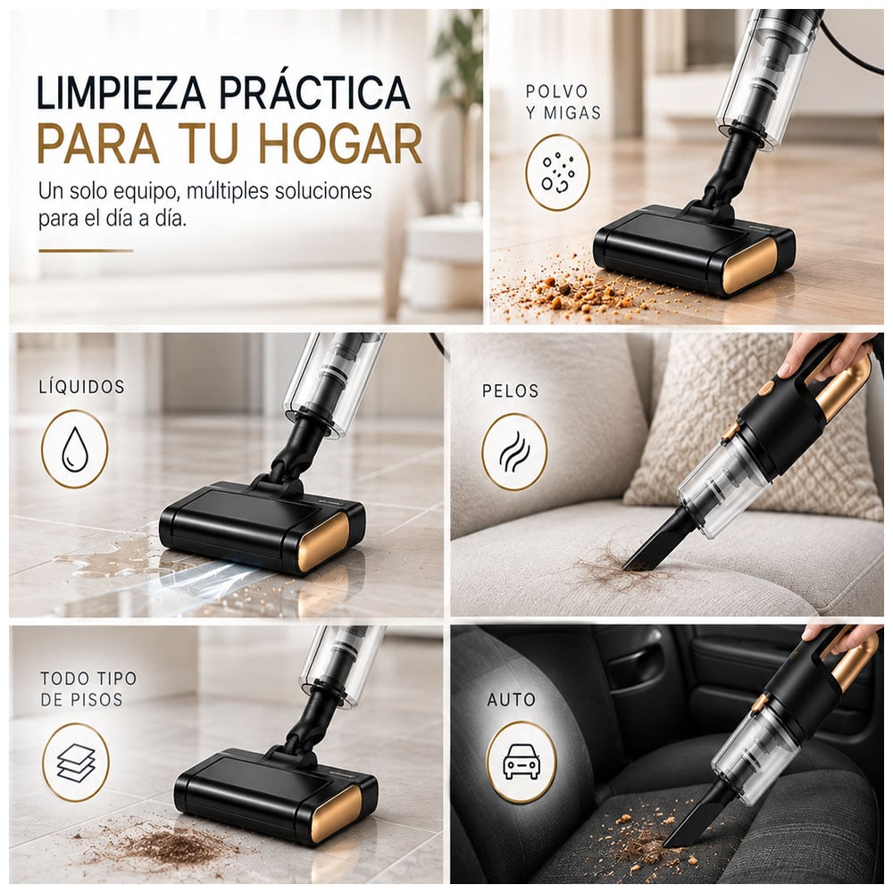 ASPIRADORA MULTIFUNCIONAL EN SECO Y HUMEDO CON CABLE Y ACCESORIOS DORADO A89 - 5