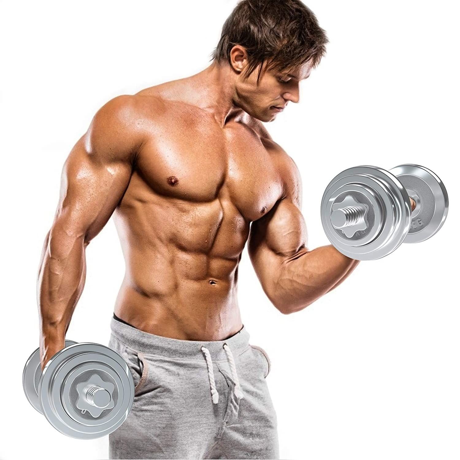 MANCUERNAS XTREME SPORT 30KG SET ACERO BARRA ADAPTADORA - 5