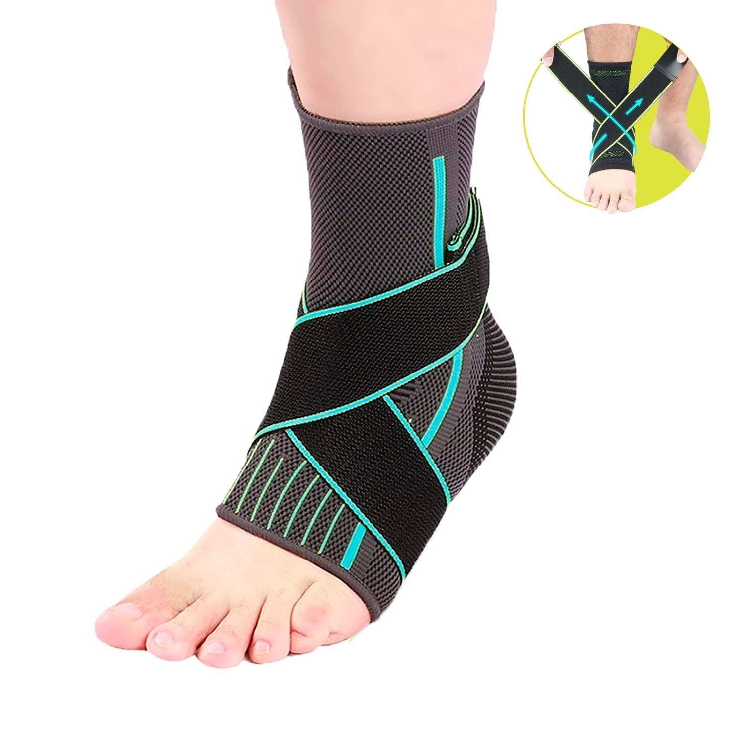 TOBILLERA XTREME SPORT SPANDEX GRIS SOPORTE COMPRESION CON BANDAS - 1