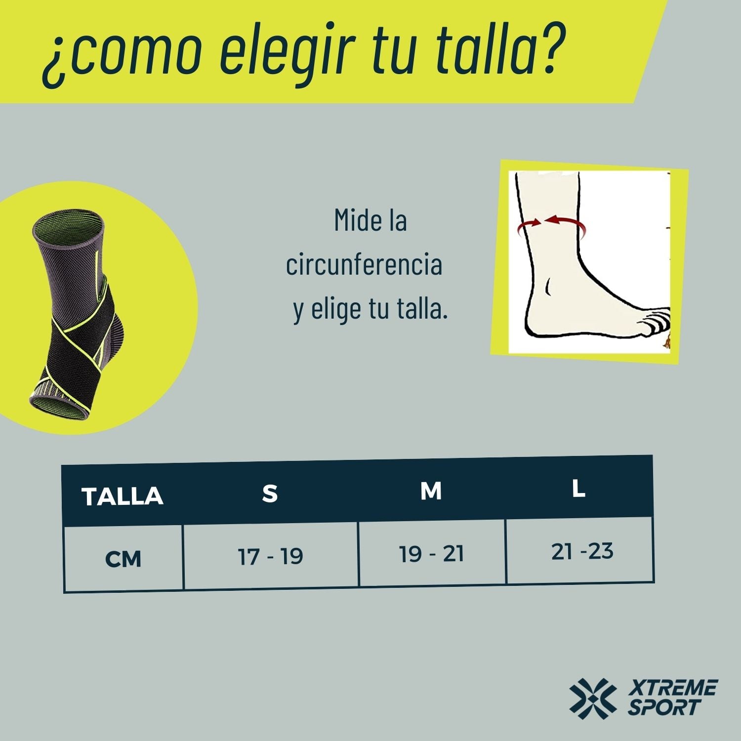 TOBILLERA XTREME SPORT SPANDEX GRIS SOPORTE COMPRESION CON BANDAS - 3