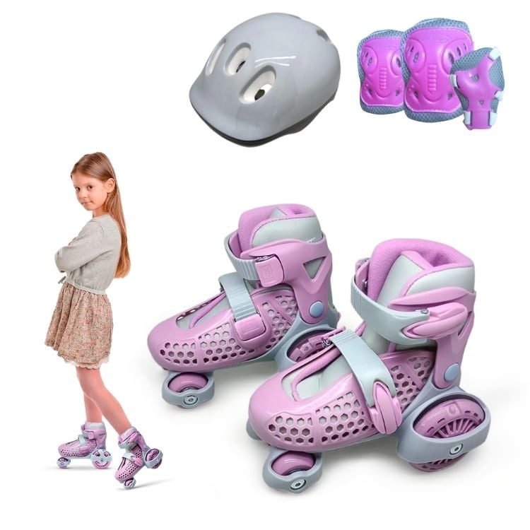 PATINES NIÑA KIDS GRADUABLES + KIT DE PROTECCION  28 AL29 - 1