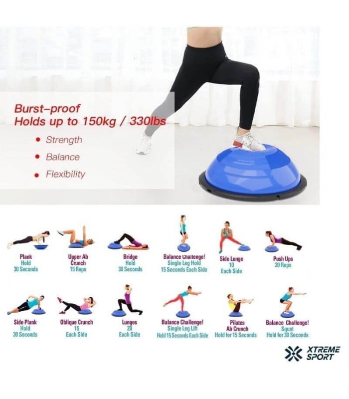 BALÓN XTREME SPORT BOSU + LIGAS PELOTA EQUILIBRIO 150KG - 3