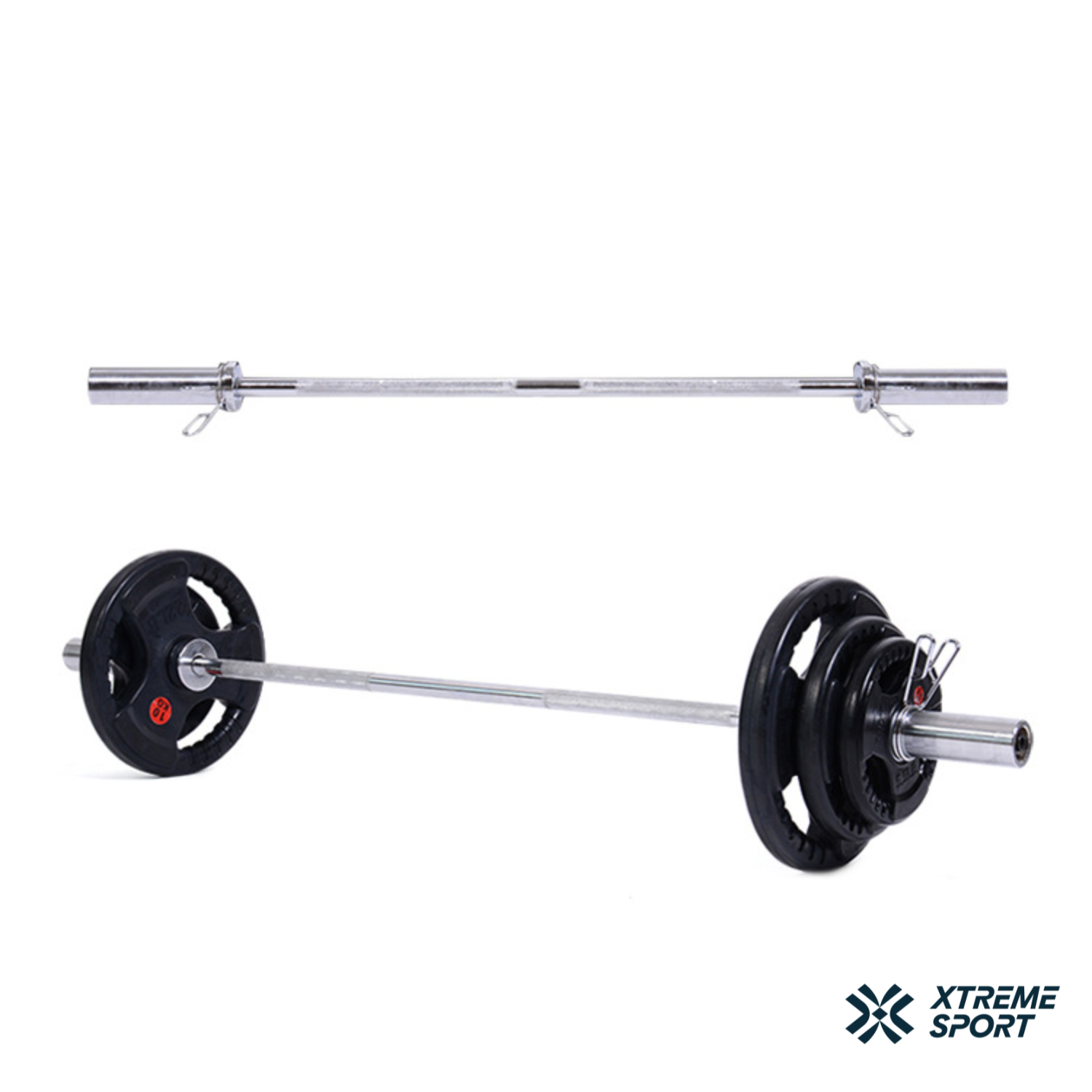 BARRA OLÍMPICA XTREME SPORT ACERO 120 CM + PAR DISCOS OLIMPICOS 15 KG - 7