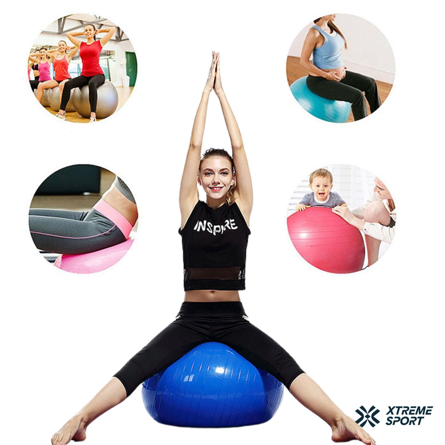PELOTA YOGA XTREME SPORT BOBATH Y PILATES 65 CM + INFLADOR - 7