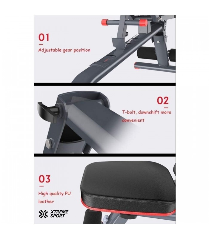 BANCO PESAS XTREME SPORT LIBRE AJUSTABLE INCLINACIÓN PLANA NEGRO - 3