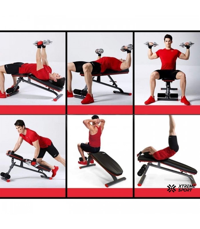 BANCO PESAS XTREME SPORT LIBRE AJUSTABLE INCLINACIÓN PLANA NEGRO - 6