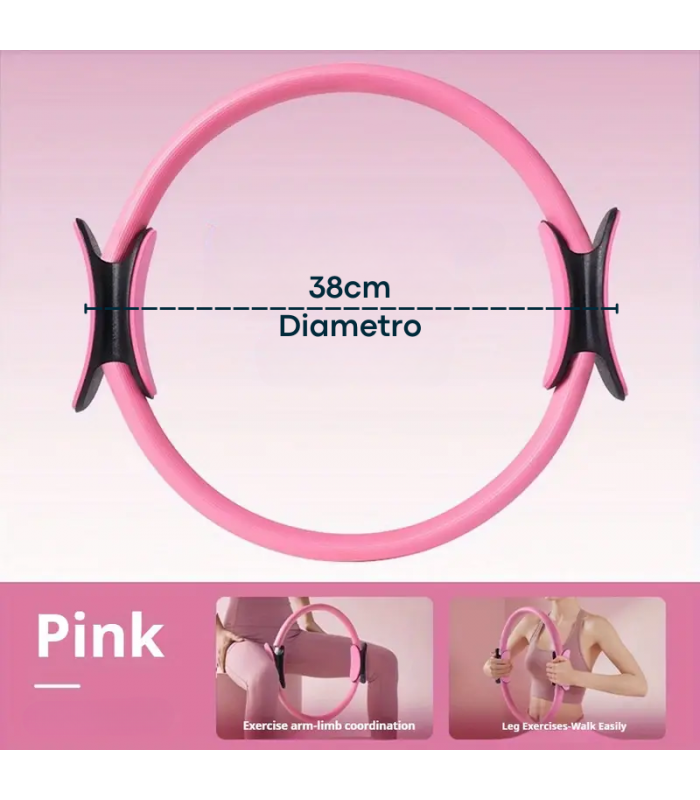EQUIPO DE PILATES PARA ENTRENAMIENTO PELOTA 25CM + MAT Y BANDAS ROSADO - 3