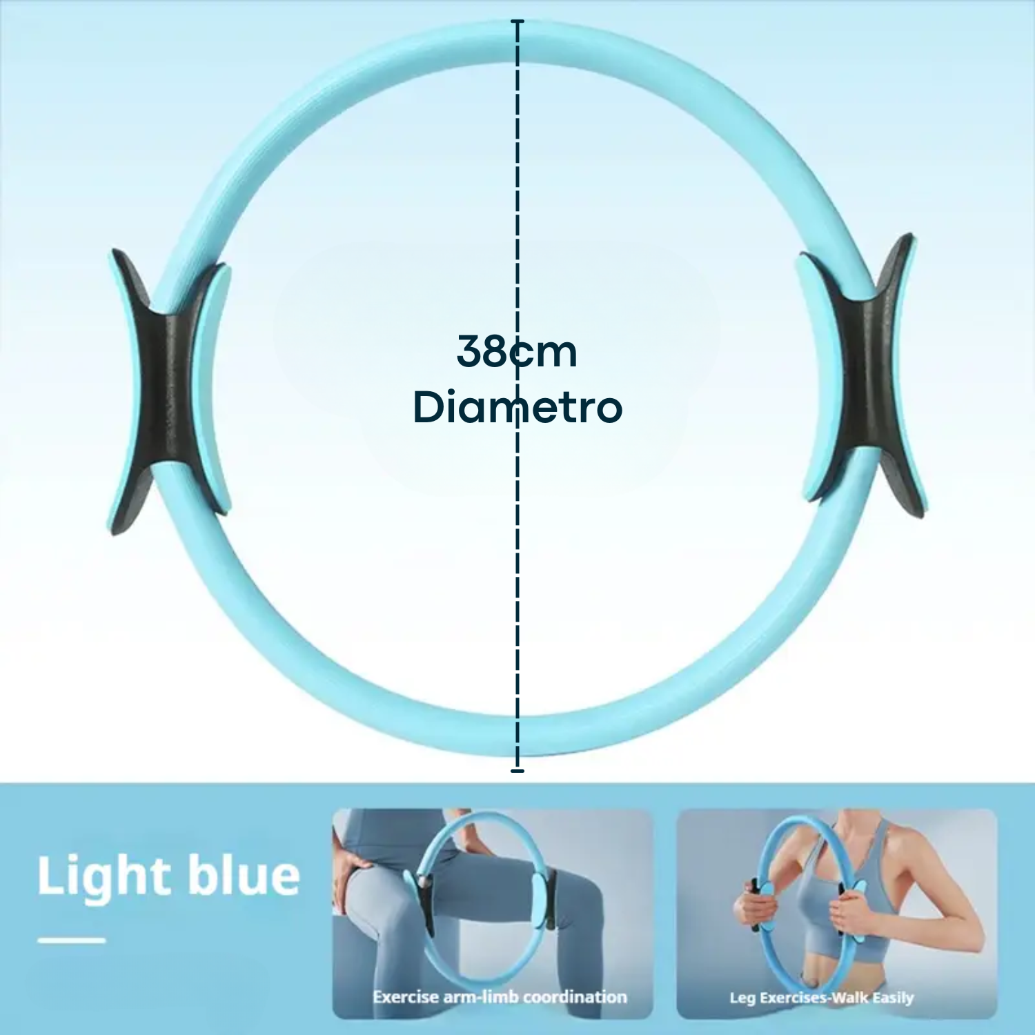 EQUIPO DE PILATES PARA ENTRENAMIENTO PELOTA 25CM + MAT Y BANDAS AZUL - 4