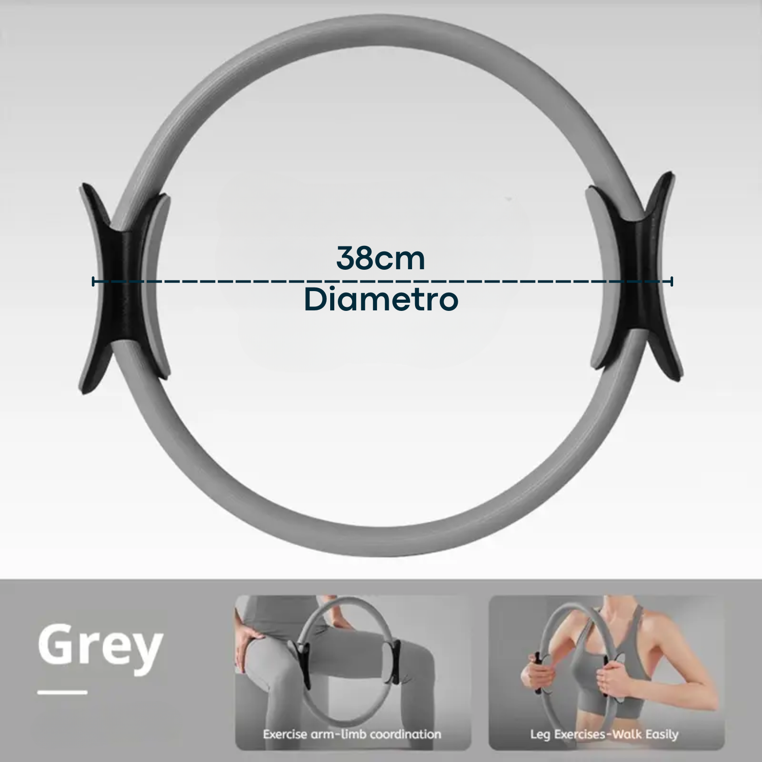 EQUIPO DE PILATES GRIS PARA ENTRENAMIENTO PELOTA 25CM + MAT Y BANDAS - 4