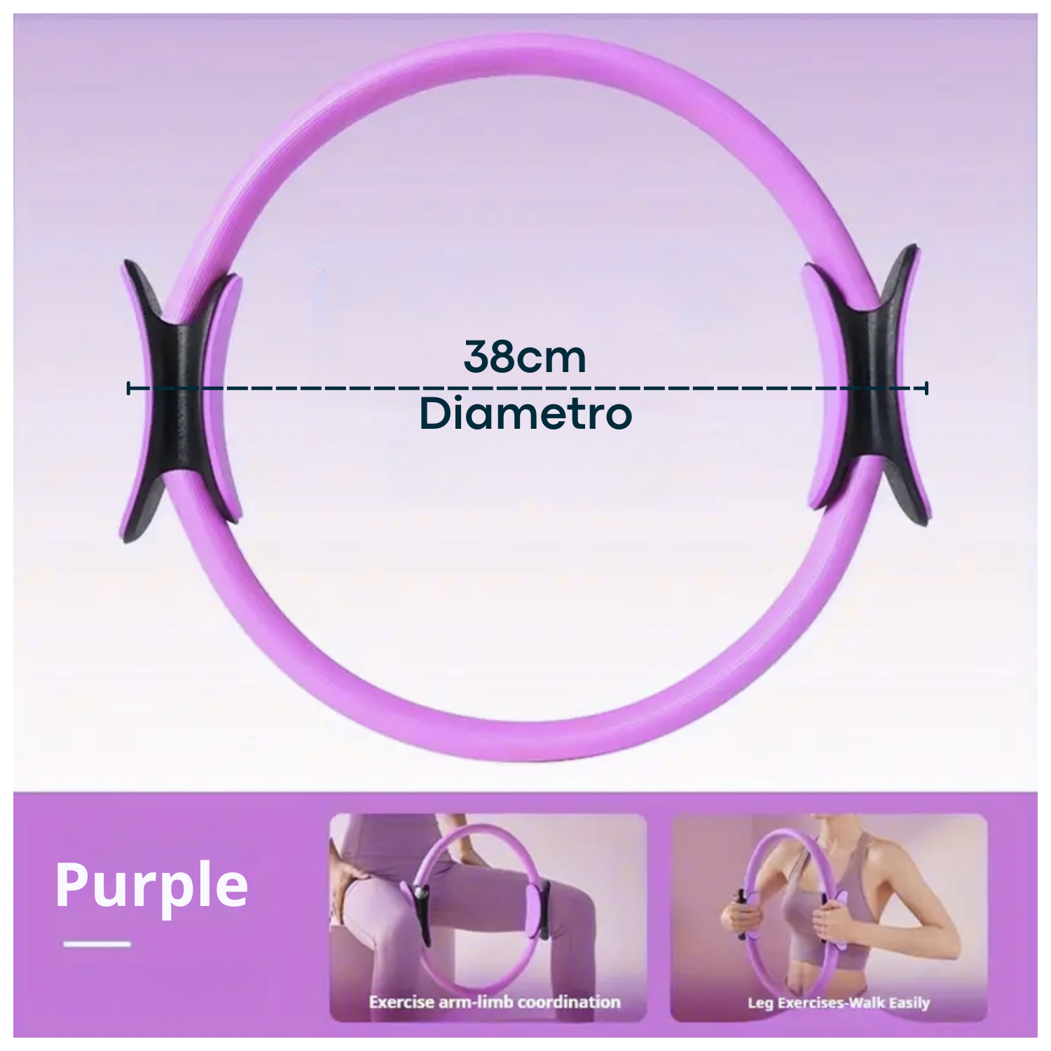 EQUIPO DE PILATES MORADO PARA ENTRENAMIENTO PELOTA 25CM + MAT Y BANDAS - 4