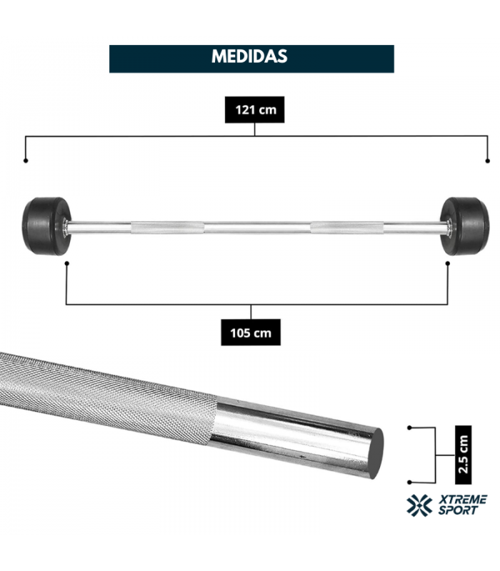 BARRA RECTA DE PESO FIJO 10 KG - 2