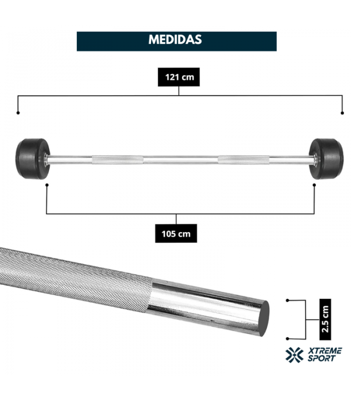 BARRA RECTA DE PESO FIJO 15 KG - 2