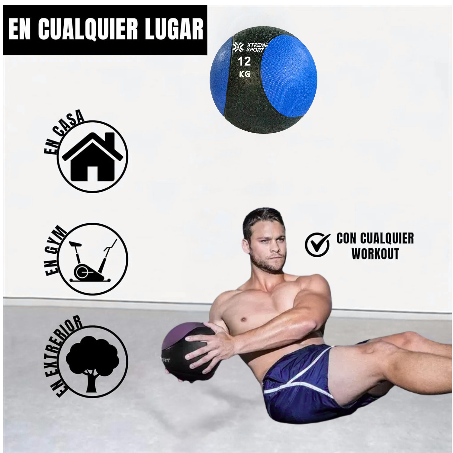 PELOTA BALÒN MEDICINAL 12KG CON REBOTE - 3
