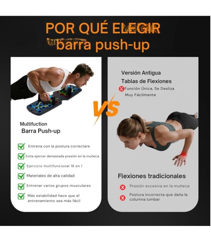 TABLERO DE FLEXIONES PUSH UP MULTIFUNCION HOMBROS ESPALDA - 4