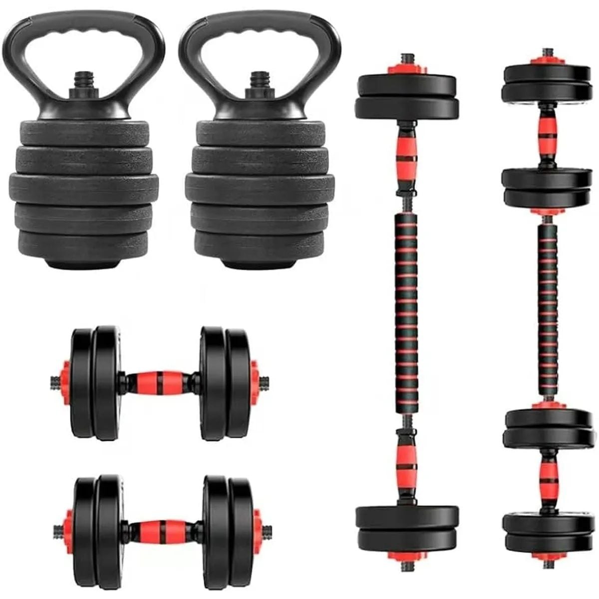MANCUERNAS SET DE 40 KG CONVERTIBLES + BARRA + ASAS - 2