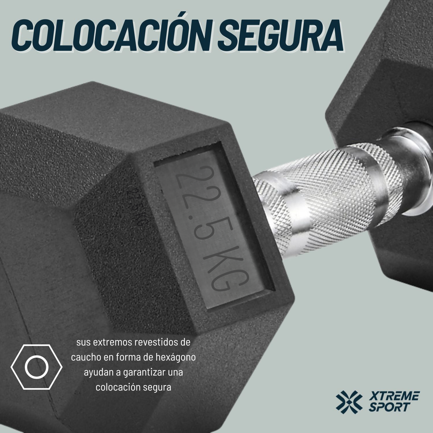 MANCUERNA PESA HEXAGONAL DE 22.5 KG ERGONÓMICA X2 - 6