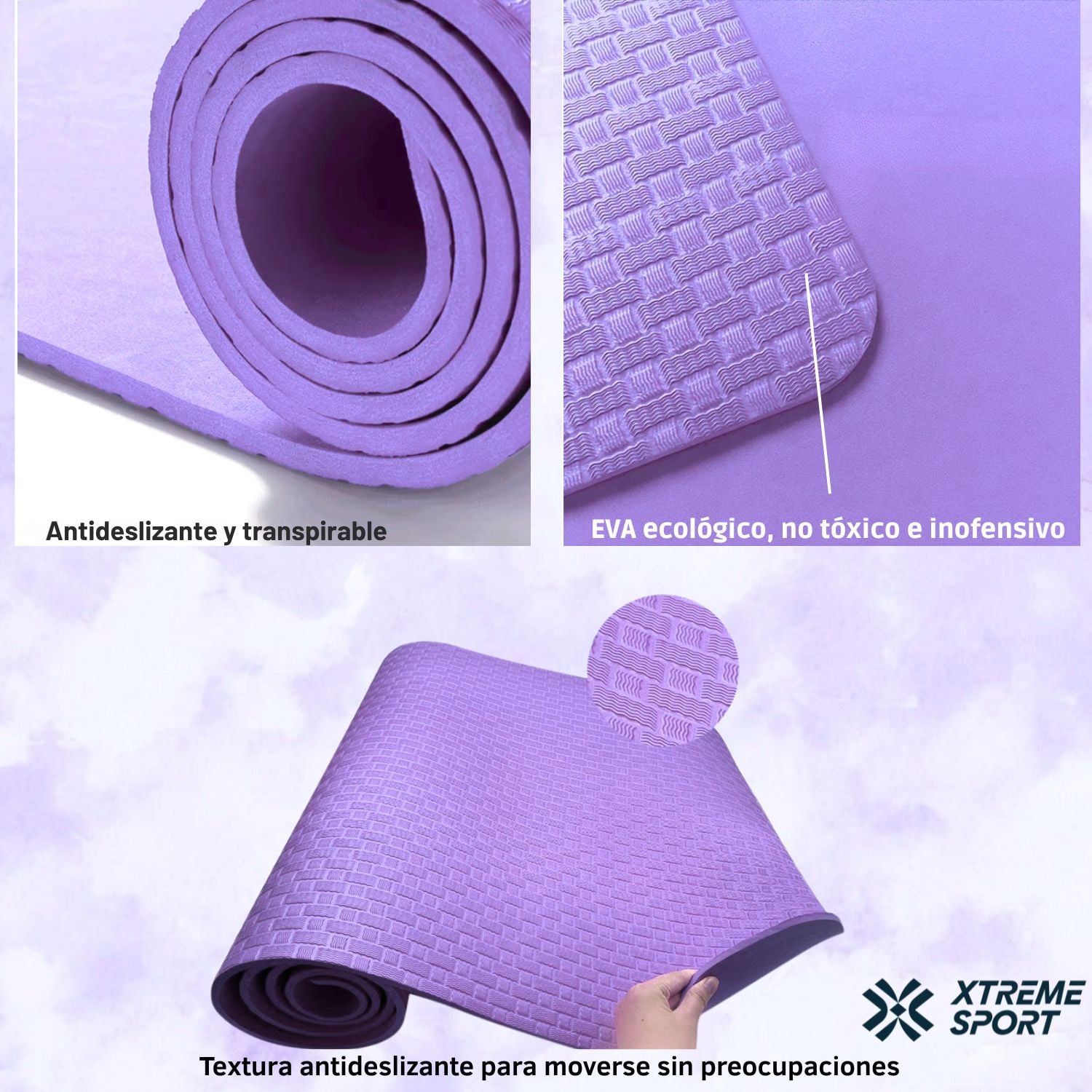 MAT PISO DE YOGA ANTIDESLIZANTE EVA 90 CM ANCHO IMPERMEABLE PARA YOGA Y PILATES - 3