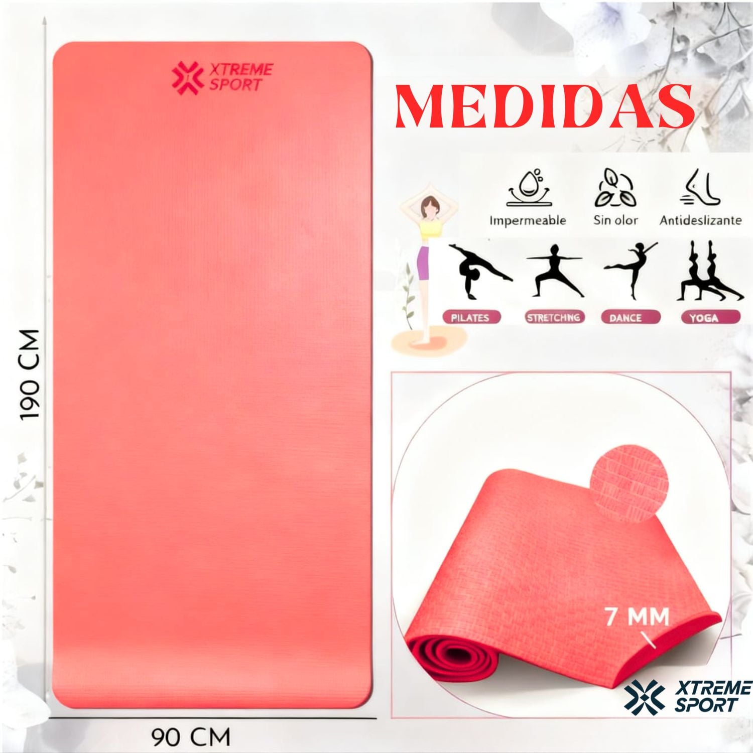 MAT PISO DE YOGA ANTIDESLIZANTE EVA 90 CM ANCHO IMPERMEABLE PARA YOGA Y PILATES - 2