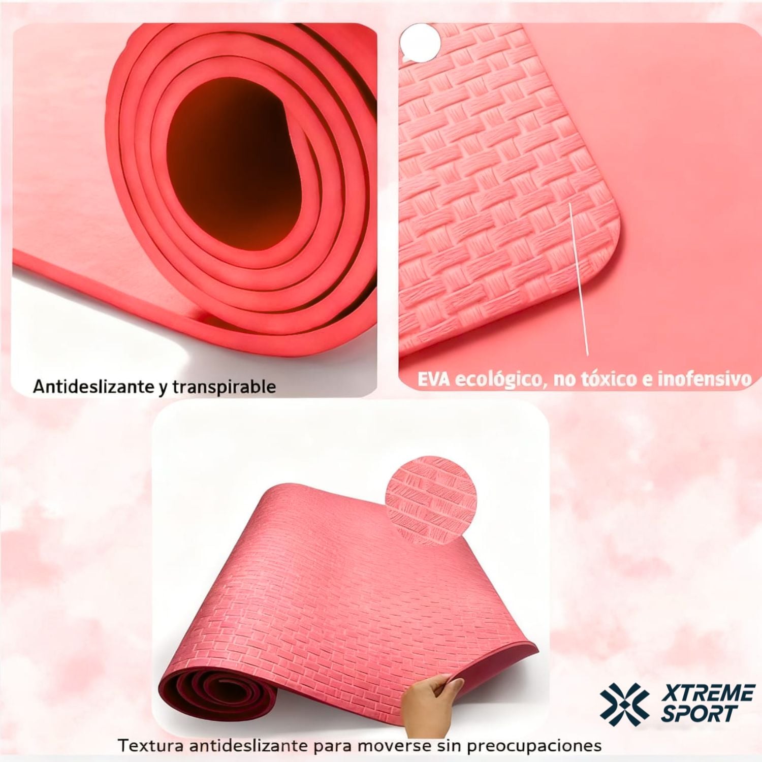 MAT PISO DE YOGA ANTIDESLIZANTE EVA 90 CM ANCHO IMPERMEABLE PARA YOGA Y PILATES - 3