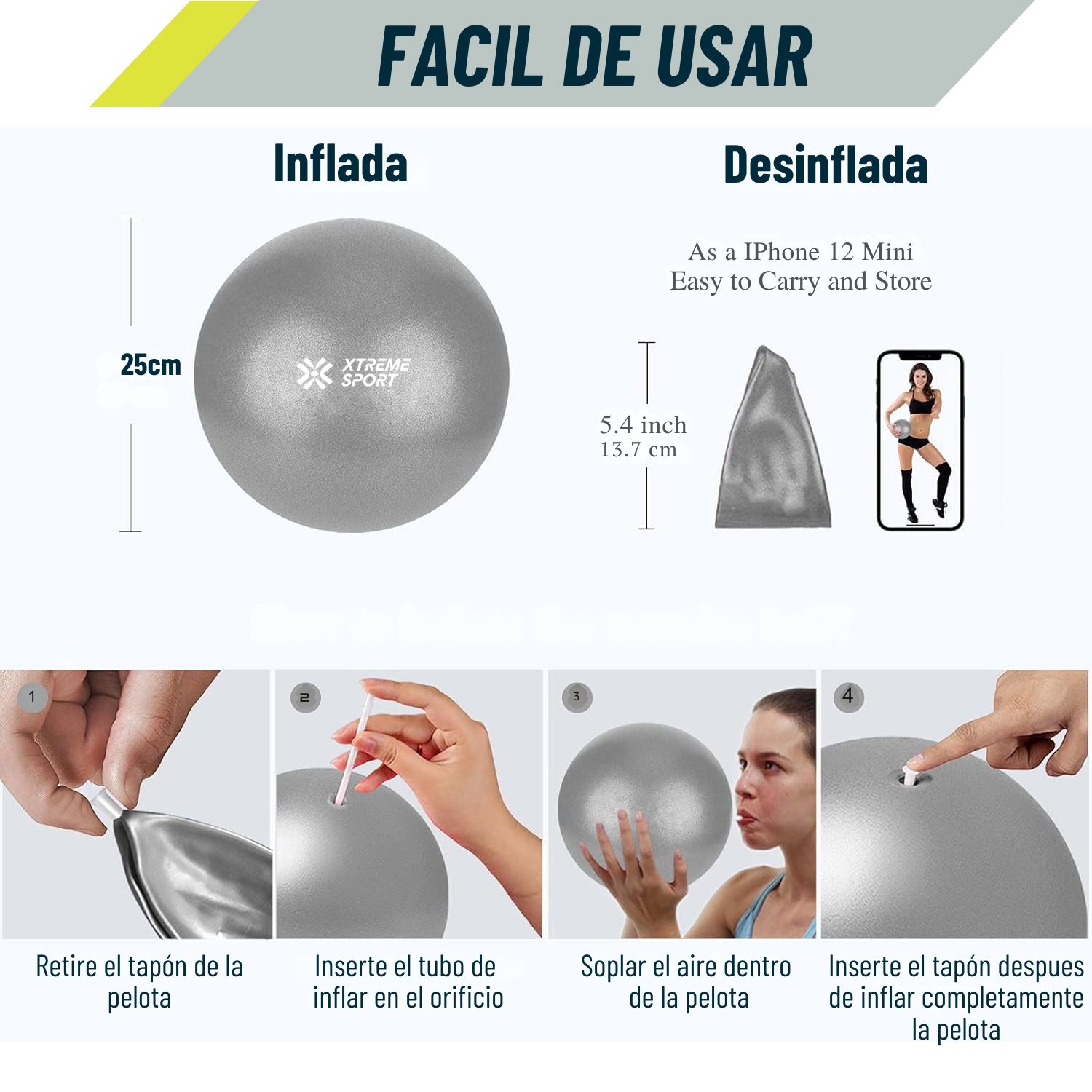 COMBO PILATES PRO 6 EN 1 PELOTA + BANDAS + MAT + ARO + ROLLER + CALCETINES ANTIDESLIZANTES - 3