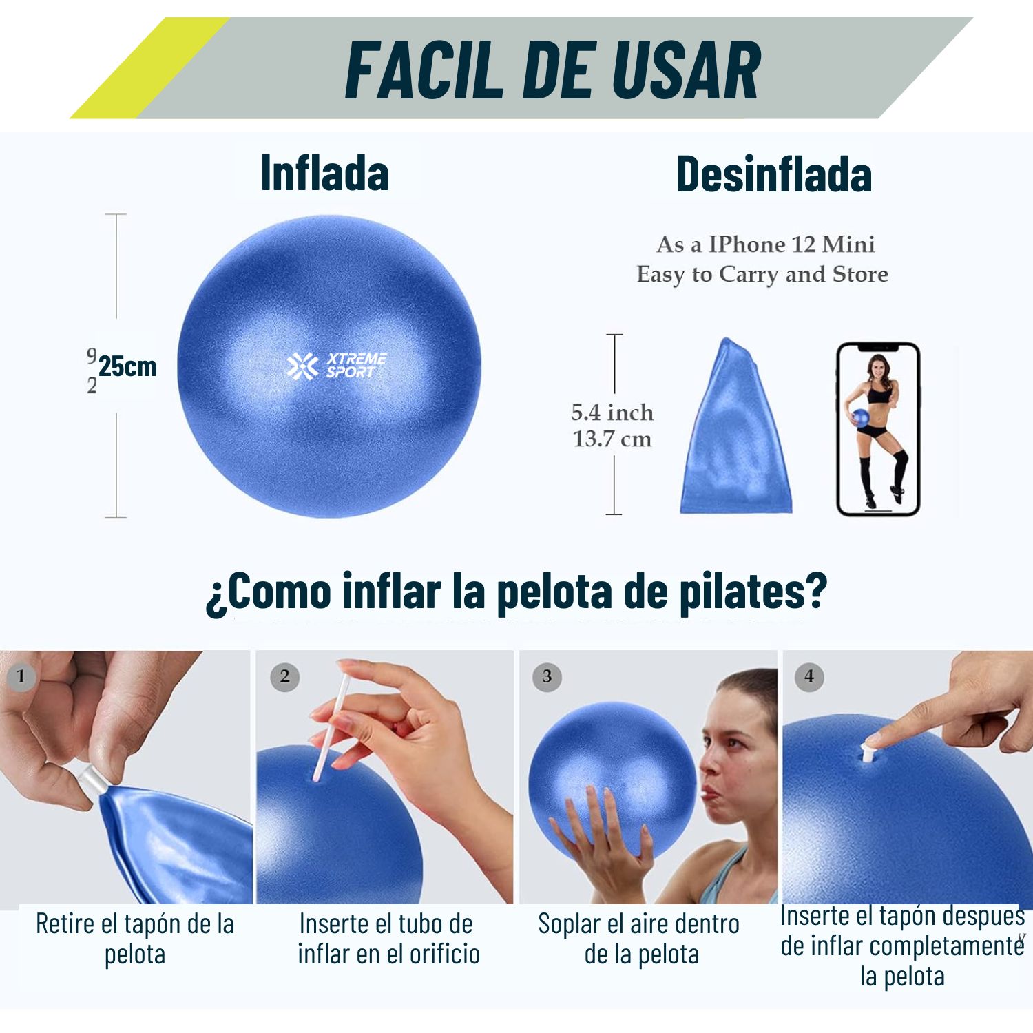 COMBO PILATES PRO 6 EN 1 PELOTA + BANDAS + MAT + ARO + ROLLER + CALCETINES ANTIDESLIZANTES - 3