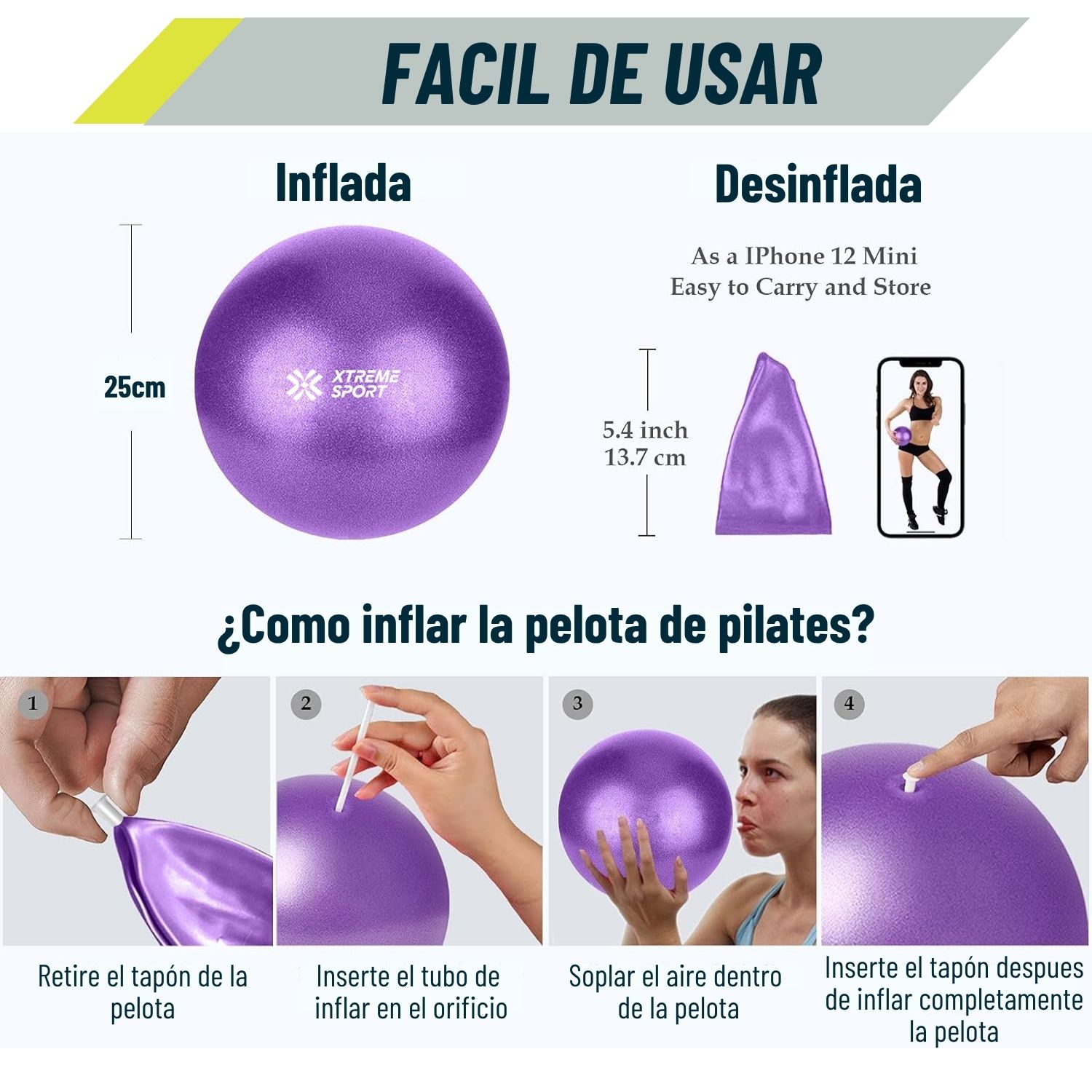 COMBO PILATES PRO 6 EN 1 PELOTA + BANDAS + MAT + ARO + ROLLER + CALCETINES ANTIDESLIZANTES - 3