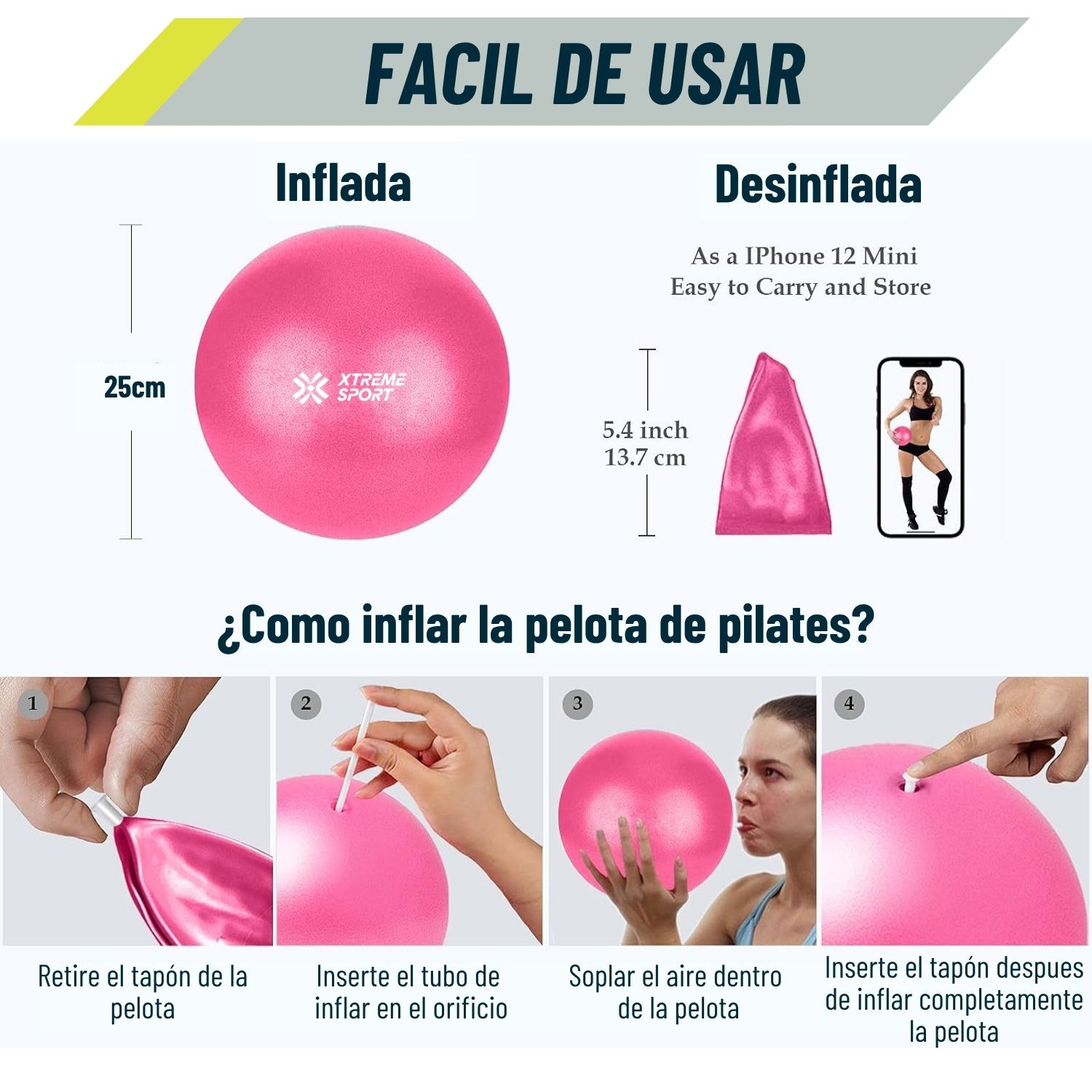 COMBO PILATES PRO 6 EN 1 PELOTA + BANDAS + MAT + ARO + ROLLER + CALCETINES ANTIDESLIZANTES - 3
