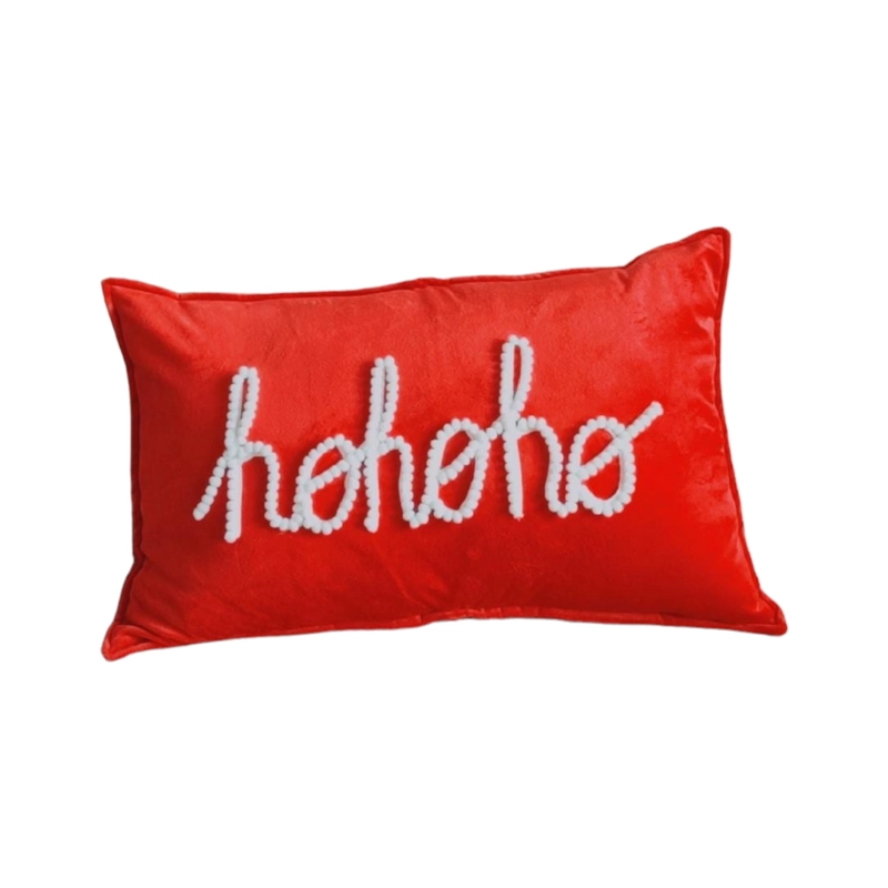 ALMOHADA ZARA ALMOHADAS.PE 'HO HO HO' 50X30CM ROJO DECORACIÓN LA HABITACIÓN NAVIDAD COJÍN TERCIOPELO - 1
