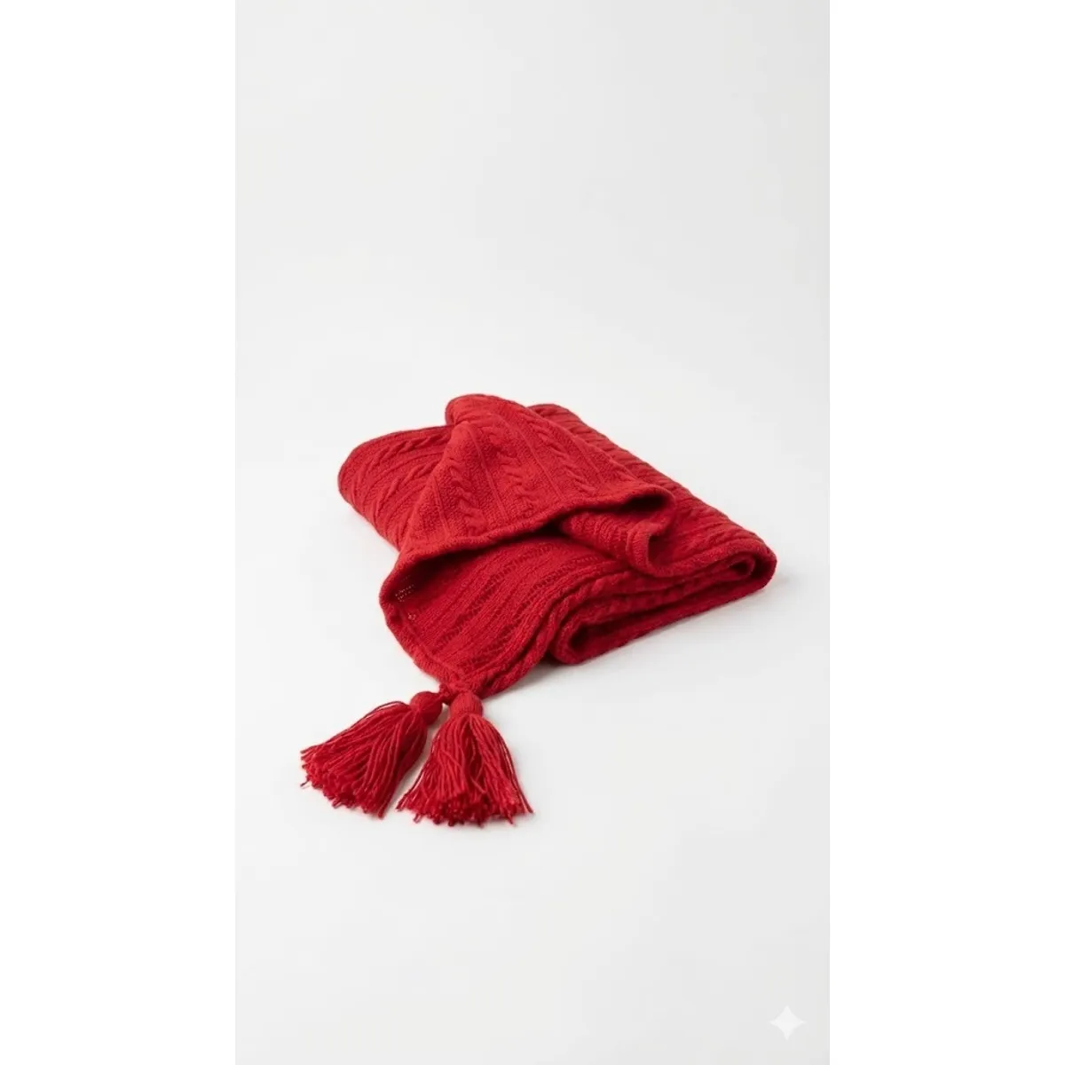 Manta Deco Roja Relieve Trenzas + Borlas 140x90 cm Zalmohadas - 1