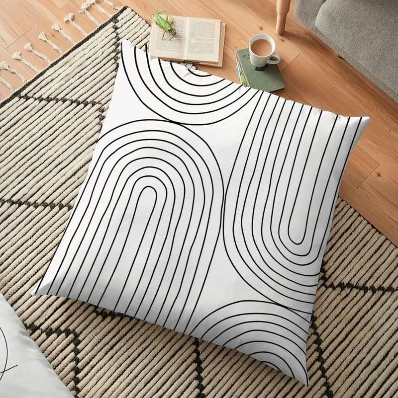 FUNDA ZARA ALMOHADAS.PE MINIMALISTA 40CM HOME RAYAS BLANCO Y NEGRO ABSTRACTO DECORATIVO L BLANCO - 3