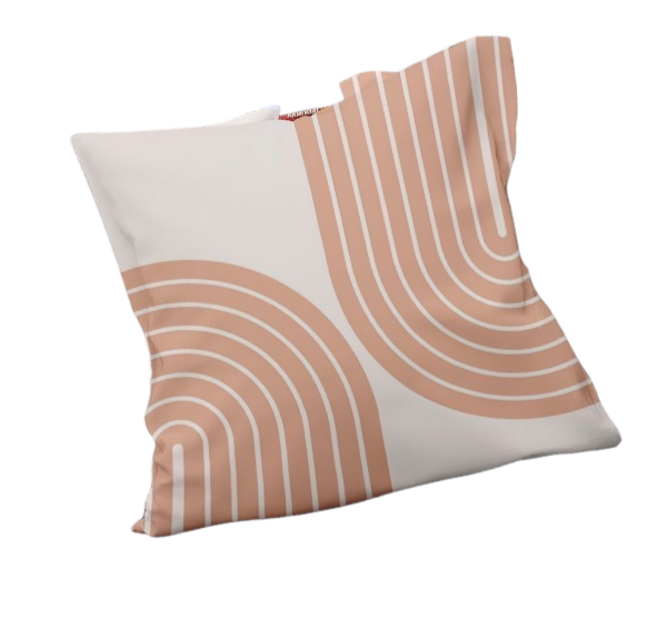 FUNDA MINIMALISTA HOME DOS ARCOS EN LACRE TERRA Y FONDO BEIGE 40 x 40 cm - 1