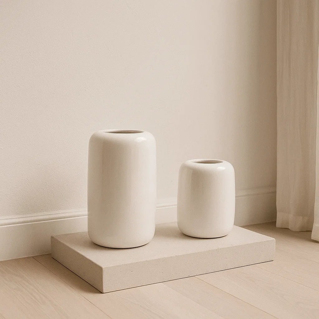PACK 2 FLOREROS ZARA ALMOHADAS.PE MINIMALISTA CERÁMICA BLANCO JARRONES CERAMICA BLANCA ELEGANCIA ATEMPORAL - 4