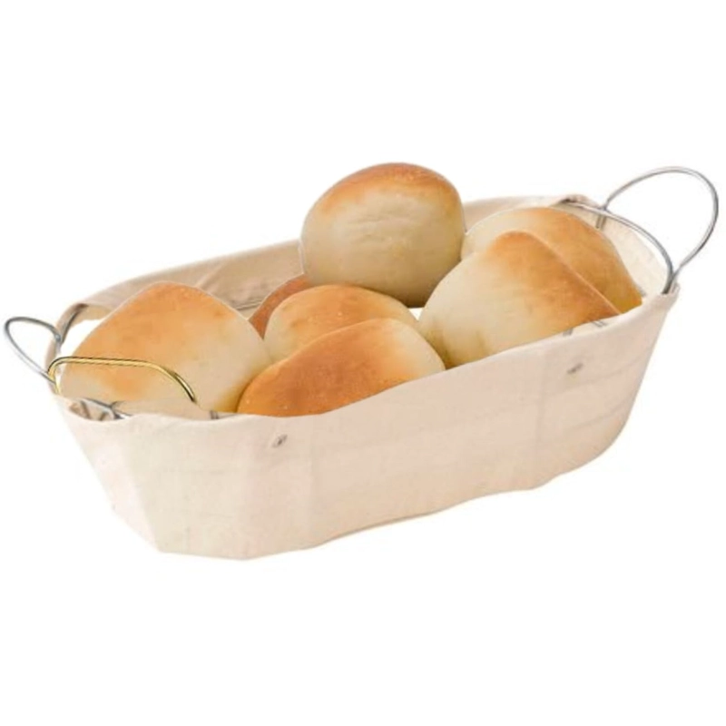 CANASTA ZARA ALMOHADAS.PE MINIMALISTA ACERO CESTA PANES OVALADO ESTILO NORDICO INCLUYE FORRO ALGODON - 1