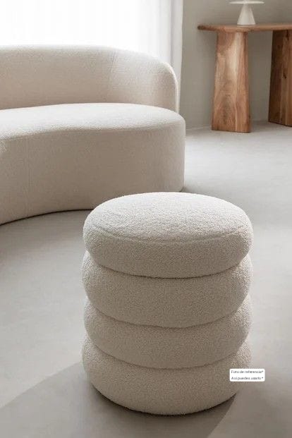 PUFF ZARA ALMOHADAS.PE ESTILO NORDICO 6 NIVELES CON TAPA CREMA CARNERO CARNERO BLANCO - 3