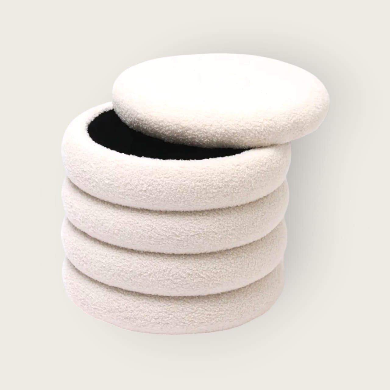PUFF ZARA ALMOHADAS.PE ESTILO NORDICO 6 NIVELES CON TAPA CREMA CARNERO CARNERO BLANCO - 6