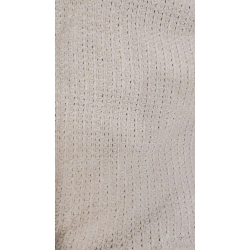 MANTA - PIE DE CAMA 250 × 200 CM EN TEJIDO WAFFLE + BORLAS - BEIGE - 2