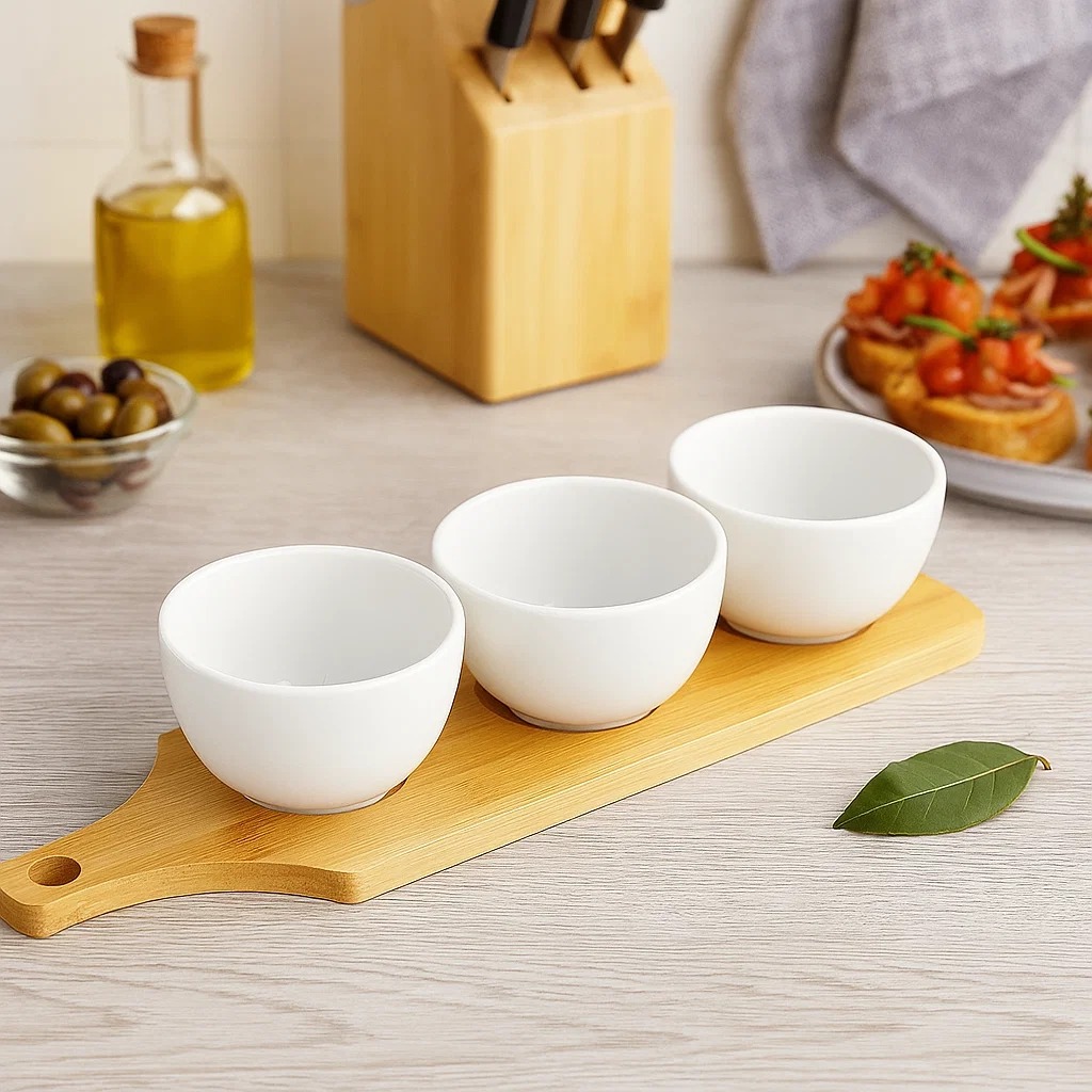 SET 3 PIEZAS CUENCOS BLANCOS BAMBOO Y WHITE ZALMOHADAS - 5