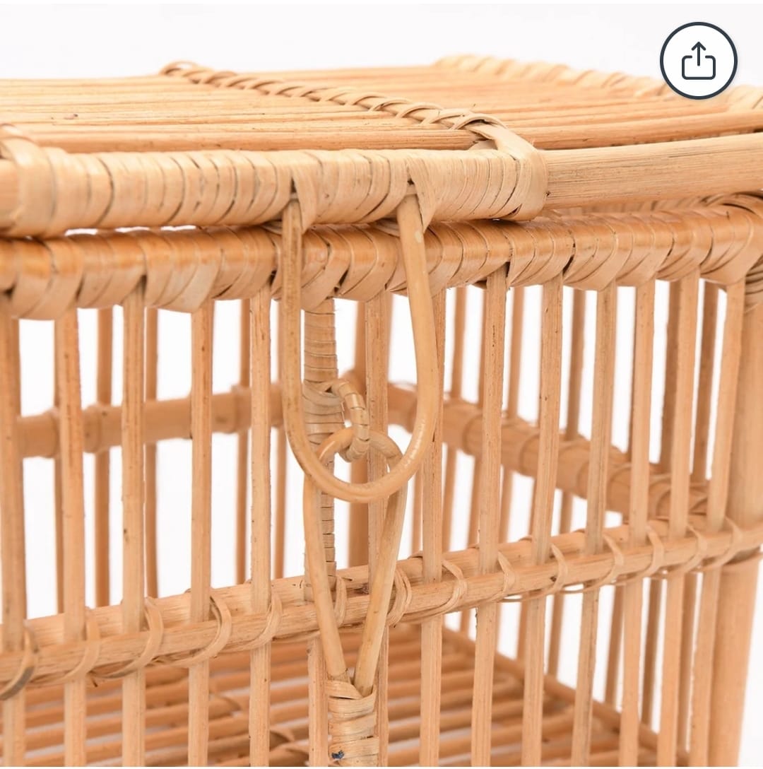 CANASTA BAÚL DE RATTAN ESTILO BOHO 37CMX29CMX24CM - 2