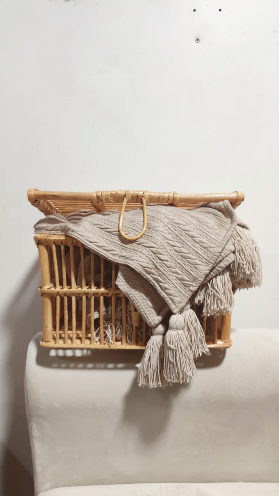 CANASTA BAÚL DE RATTAN ESTILO BOHO 37CMX29CMX24CM - 5