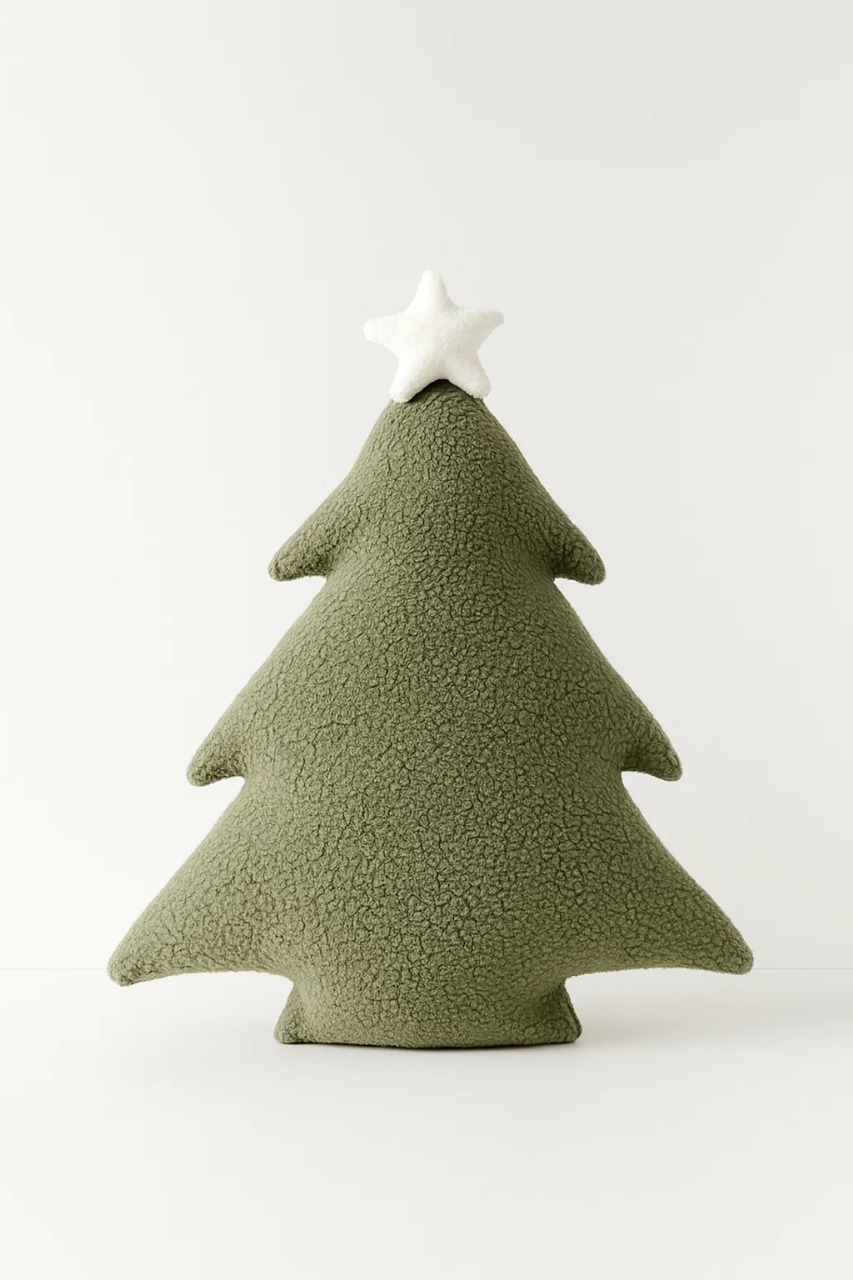 COJÍN NAVIDEÑO VERDE DECO ARBOL DE NAVIDAD CREMA 35 X 40CM - 1