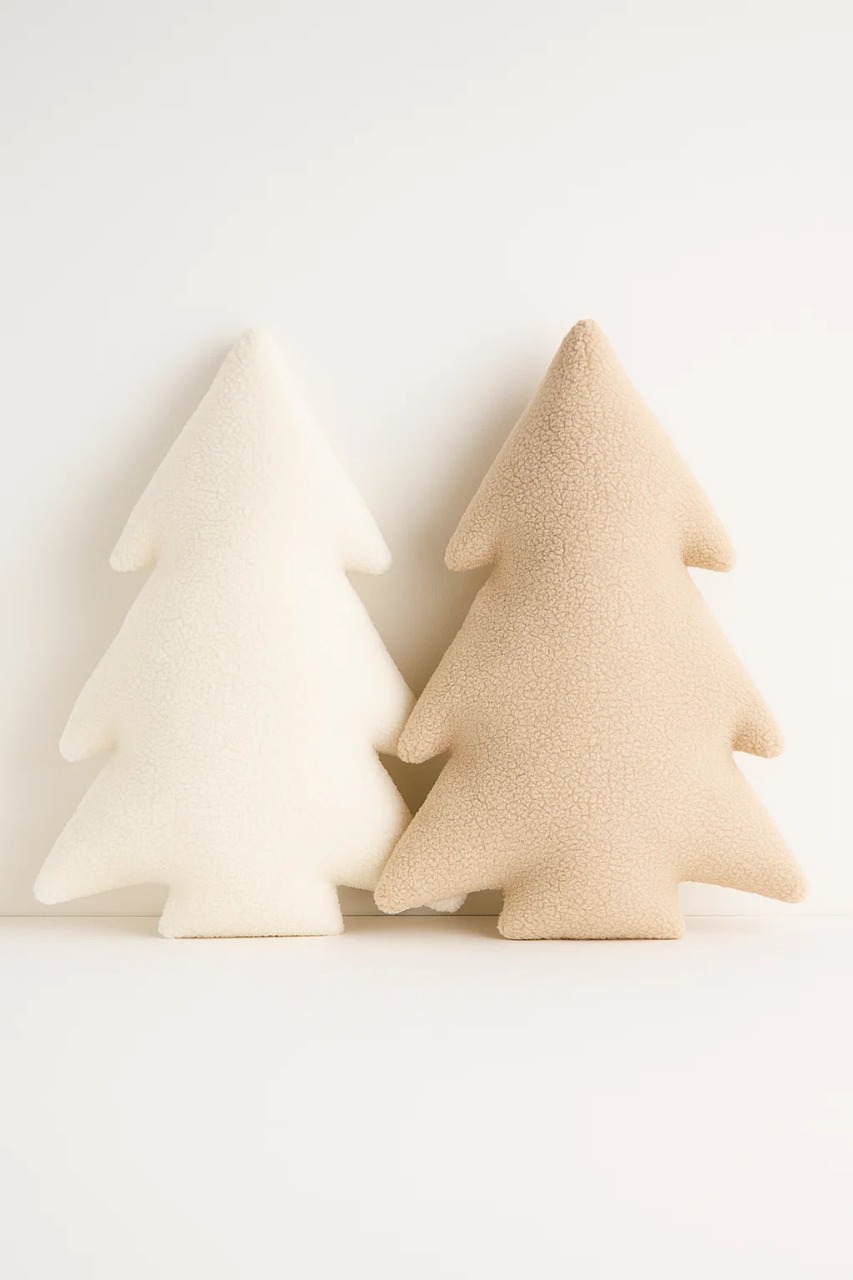 PACK DE 2 COJINES NAVIDEÑOS BEIGE Y BLANCO ZALMOHADAS - 1