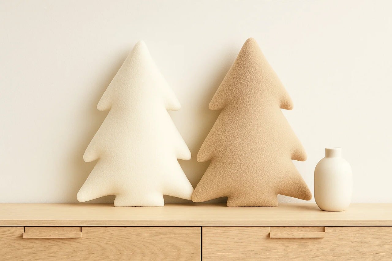 PACK DE 2 COJINES NAVIDEÑOS BEIGE Y BLANCO ZALMOHADAS - 3