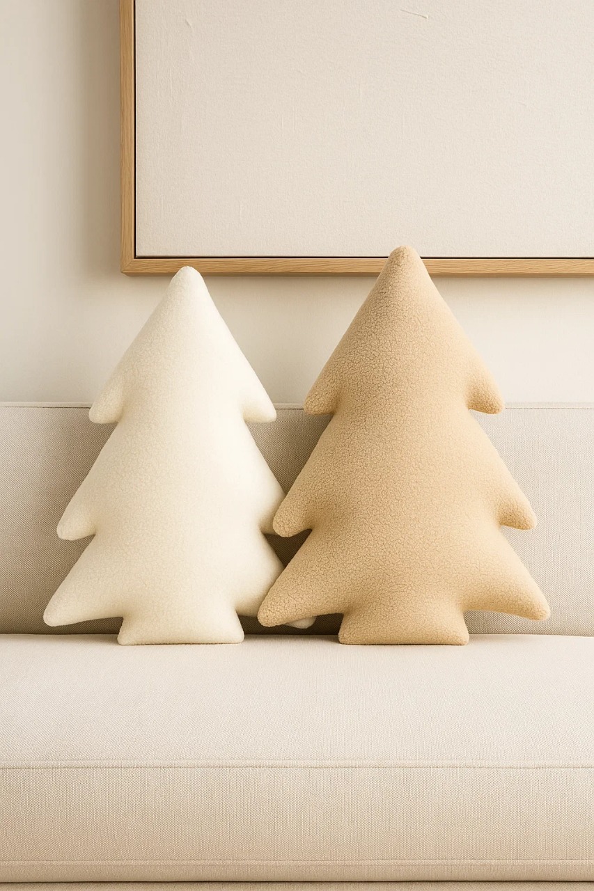 PACK DE 2 COJINES NAVIDEÑOS BEIGE Y BLANCO ZALMOHADAS - 5