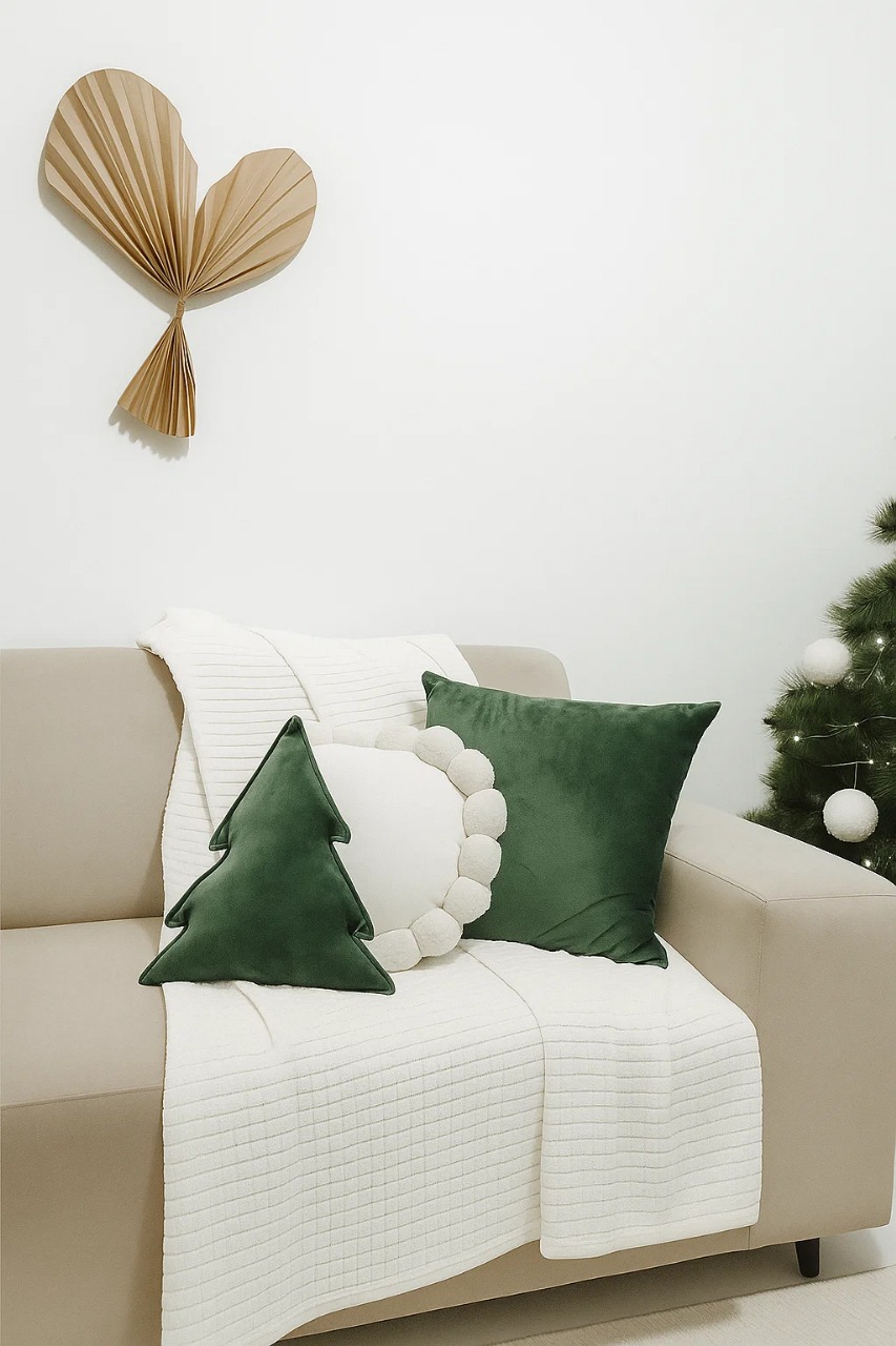 SET NAVIDEÑO 3 COJINES + 1 MANTA ESTILO NÓRDICO VERDE 45X45 ZALMOHADAS - 2