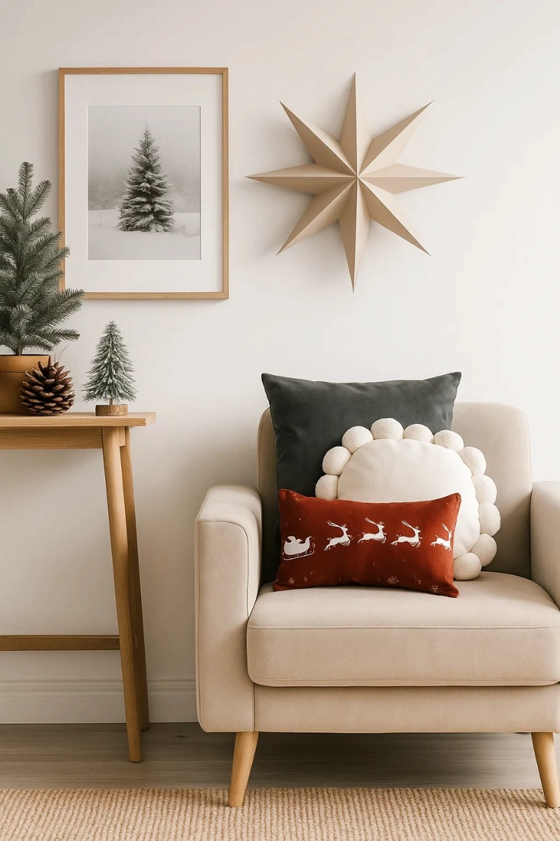 SET NAVIDEÑO VENADO EN ROJO ESTILO NÓRDICO 45X45CM ZALMOHADAS - 4