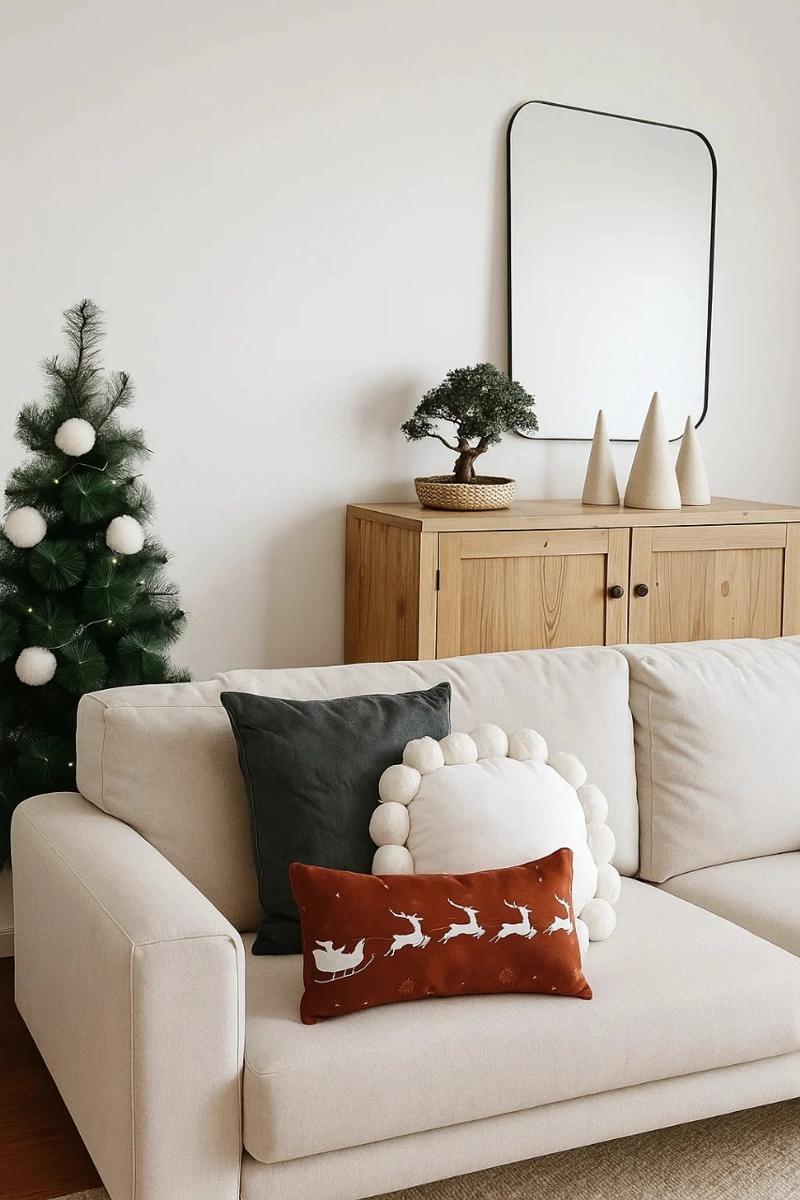 SET NAVIDEÑO VENADO EN ROJO ESTILO NÓRDICO 45X45CM ZALMOHADAS - 5