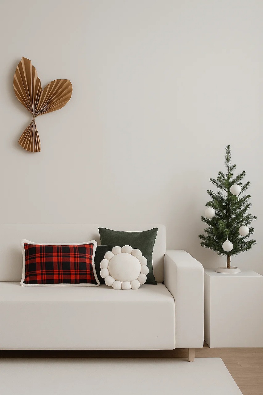 SET NAVIDEÑO CUADROS Y POMPONES ESTILO NÓRDICO 45X45CM ZALMOHADAS - 1
